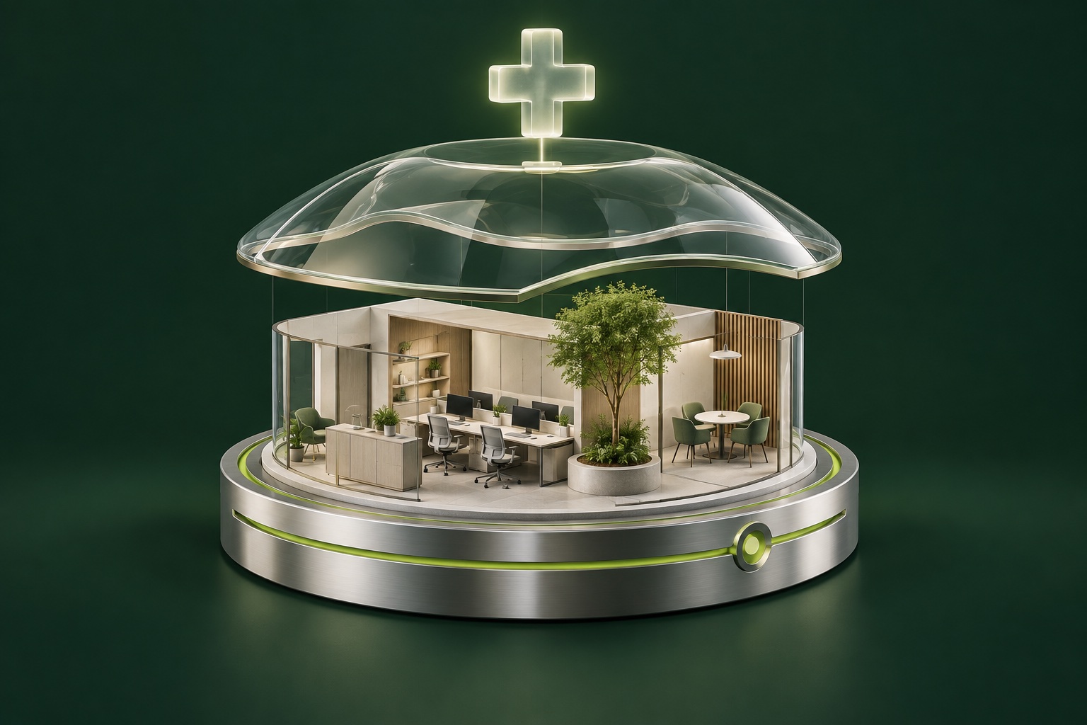 Illustration of a protected workplace and continuous business operations